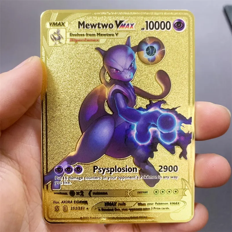 Kartu Pokemon Logam Inggris DIY Arceus Mewtwo Charizard Pikachu Besi Mengkilap Pokémon GX Vmax EX Hadiah Mainan Kartu Koleksi Anak-anak Permainan — image 16