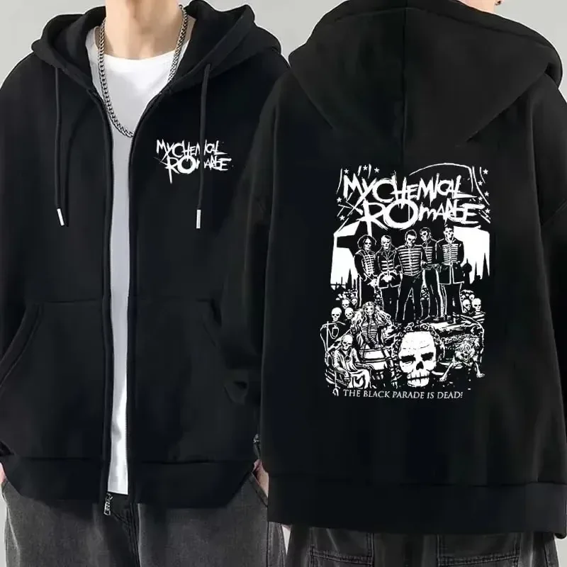Men Fashion Hoodies Jacket Coats My Chemical Romance Mcr Dead Zipper Hoodie Top Loose Black Parade Punk Emo Zip Up Sweatshirt — image 10