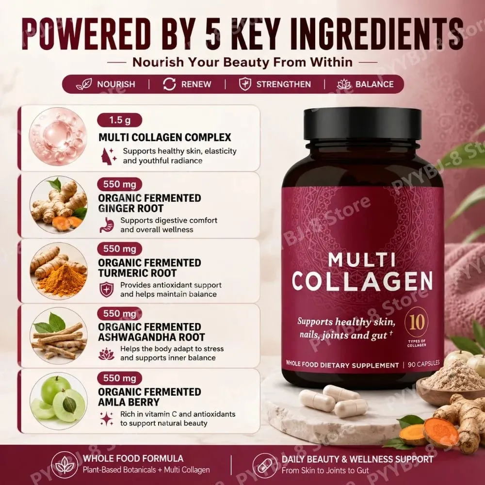 Collagen Pills Hydrolyzed Multi Collagen Supplement Supports Healthy Skin and Nails Gut Health and Joints 90 Capsules — image 4