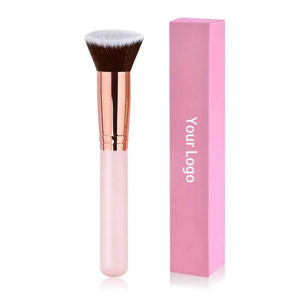 ฟรีฉลากส่วนตัวแปรงแต่งหน้า Foundation Loose Powder คอนซีลเลอร์แปรงผสมสีชมพูเครื่องมือแต่งหน้าความงามขายส่งจำนวนมาก 10 ชิ้น — image 3