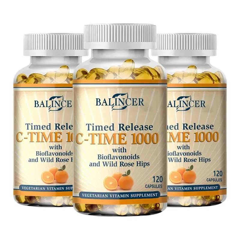 Cápsulas de vitamina C, 1000 mg, apoyo antioxidante, bienestar inmunológico, síntesis de colágeno, salud de las articulaciones de la piel y los huesos, 30/60/120 cápsulas