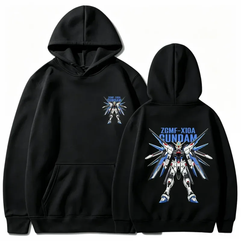 Gundam Hoodie Mecha Robot Anime ZGMF Mobile Suit Streetwear Aesthetic Vintage Black Oversized Casual Sport Sweatshirts — image 2