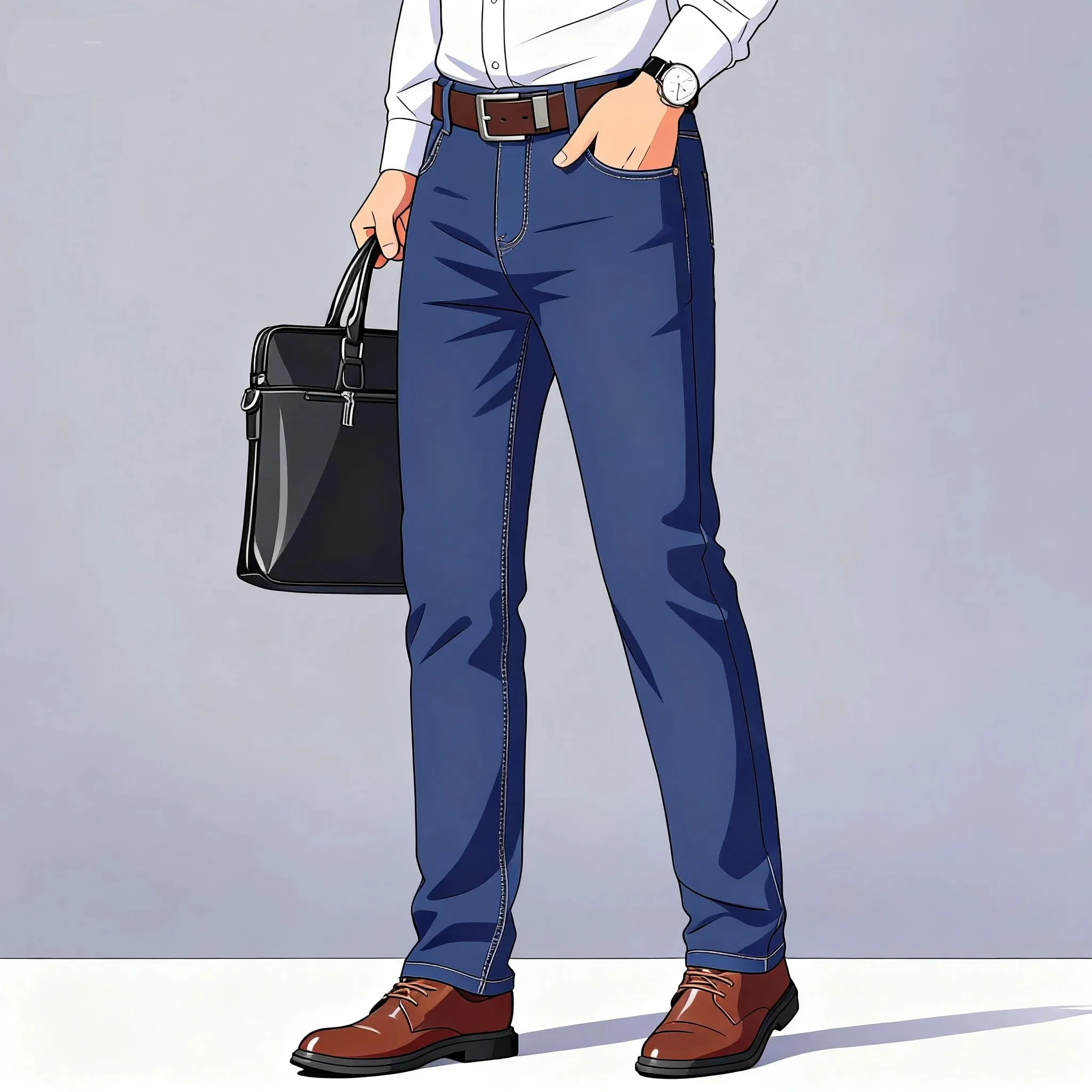 Jeans in cotone elastico da uomo sottile estivo 2024 Pantaloni casual dritti da lavoro comodi grigi di moda Pantaloni di marca di alta qualità — image 2