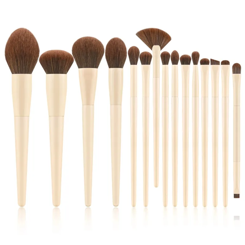 15ชิ้นแปรงแต่งหน้าโลโก้ที่กำหนดเองสีขาวสีน้ำตาลผมชุดแปรงแต่งหน้าฉลากส่วนตัวProเครื่องมือความงามขายส่ง5เซ็ต/ล็อต
