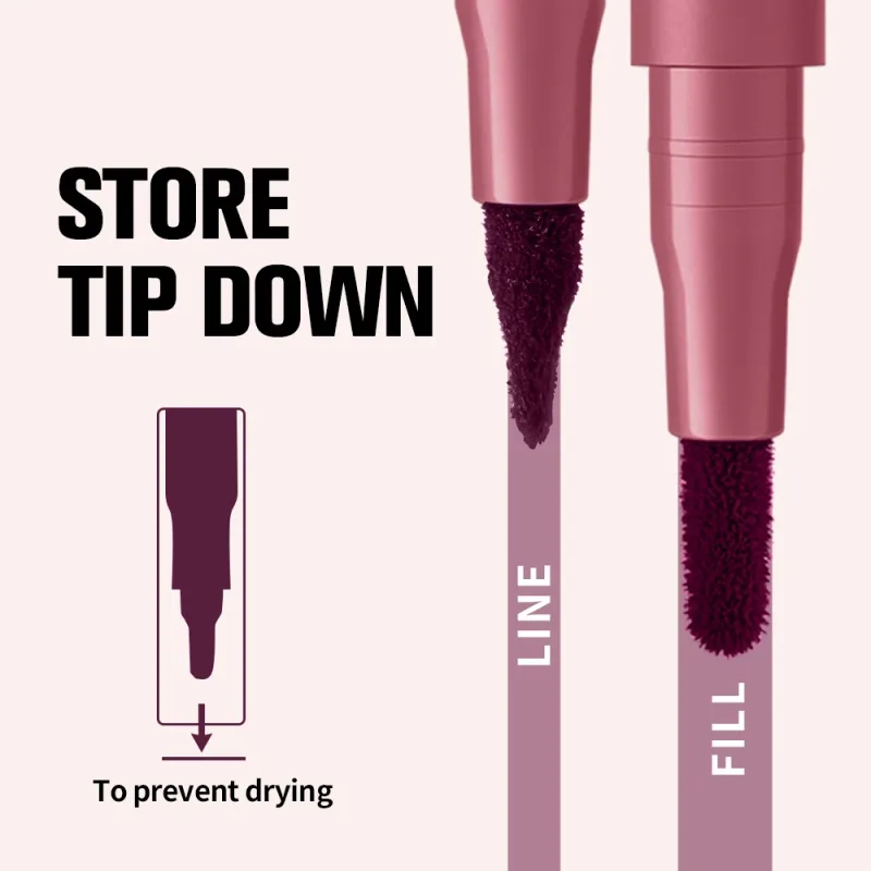 Lakerain Lip Contour Lip Stain Pen Nepřilnavý kalíšek odolný proti rozmazání, Hydratační kosmetický make-up na rty 2 v 1 Lip Stain & Liner — image 5