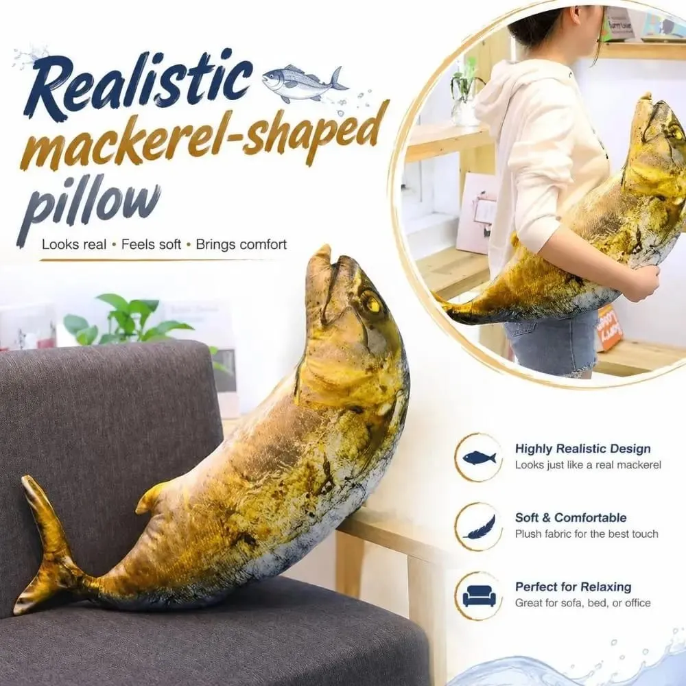 Gifts Realistic Mackerel Plush Pillow Plush Soft Stuffed Fish Plush Toy Mackerel-shaped Cat Toy Sofa Bed Decor — image 3