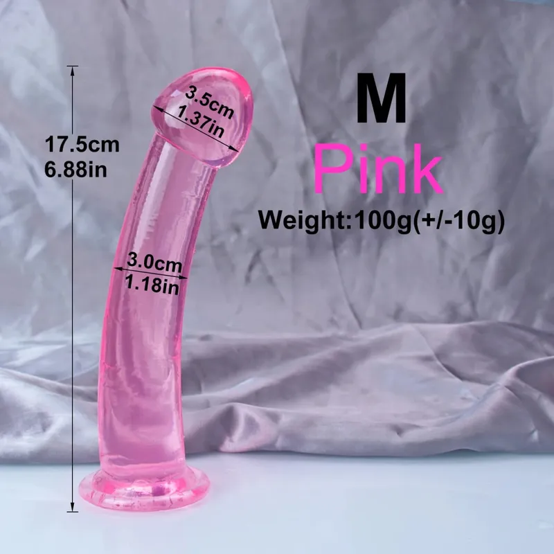 Dengan Harga Murah TPE Transparan Anal Plug Jelly Dildo 4 Ukuran Cangkir Hisap Ayam Vagina Masturbasi Lembut Penis Kecil Wanita Pria Mainan Seks — image 12