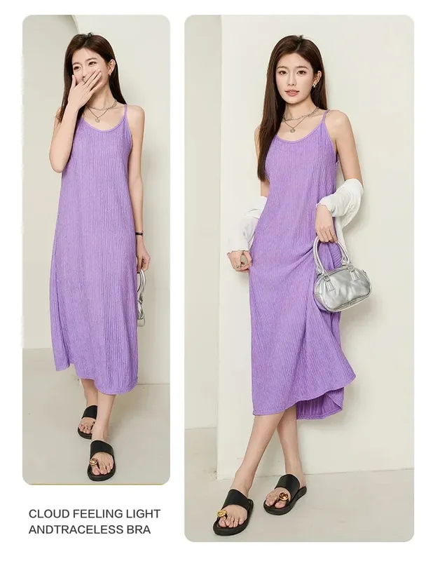Original Black White ชิบะจีบกระโปรงแฟชั่นชุดกระชับสัดส่วนผู้หญิง Casual All-Match หลวม Drooping Dress — image 9