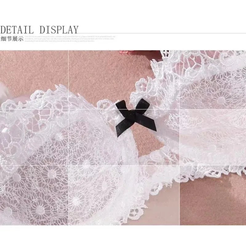 Conjunto de sujetador de encaje europeo, media copa semitransparente ultrafina, sujetadores Pure Desire para pecho pequeño, ropa interior cómoda antiflacidez — image 6