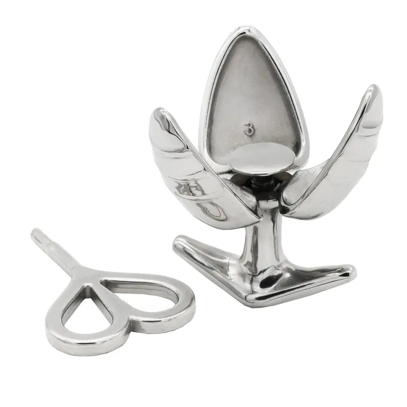 Happygo Newest Wide Opening Stainless Steel Vaginal Anal Dilator Openable Anal Plugs Heavy Anus Beads Lock Anal Sex Toys