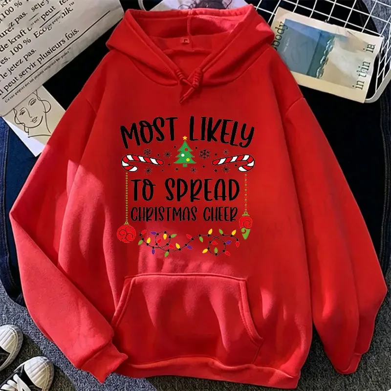 Meest waarschijnlijk tot Kerstmis Familie Hoodies Grappige Slogan Groep Sweatshirts Kerstmis Gingerbread Man Print Hoody Vakantiefeest Top — image 14