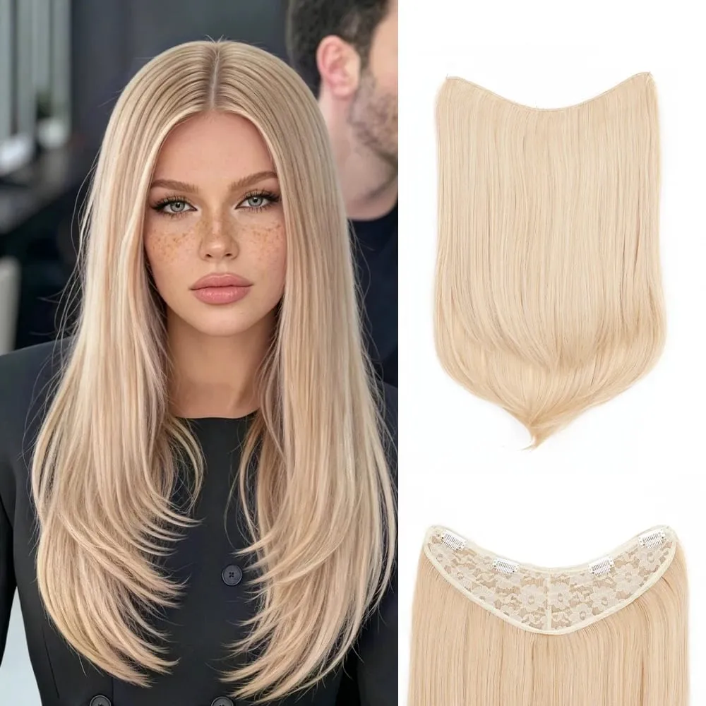 20Inch Synthetic Layered Buckle Hair Extensions Clip In Hair Weft High Temperature Fiber Long Straight Hairpiece for Women — image 9