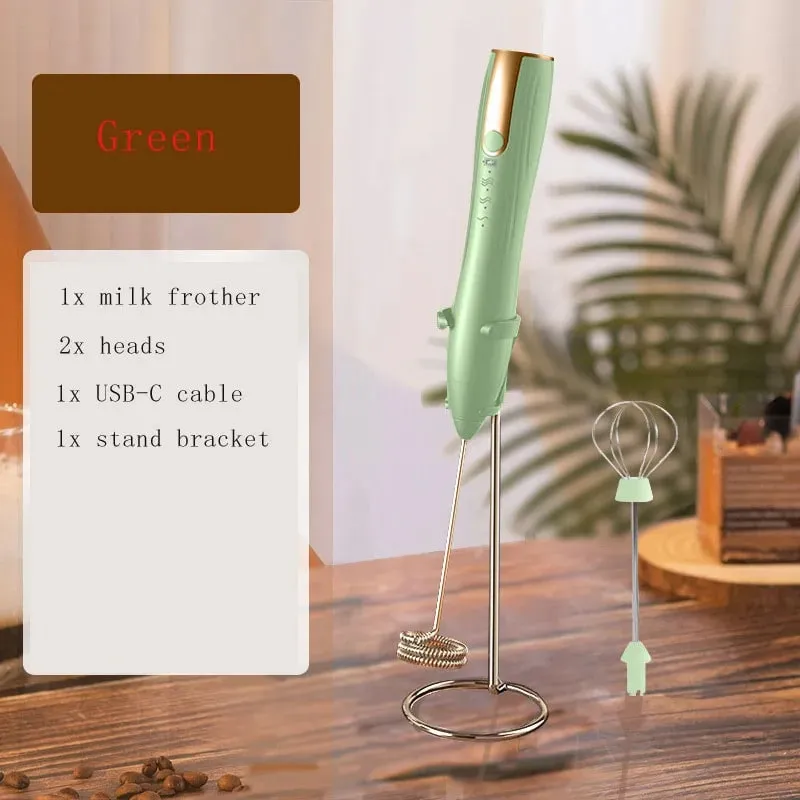 Ручной миксер, вспениватель молока для кофе Matcha, ручной пеногенератор, электрический венчик, миксер для напитков, перезаряжаемый венчик для яиц с подставкой — image 8