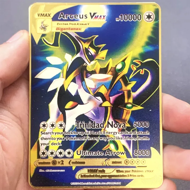 Kartu Pokemon Logam Inggris DIY Arceus Mewtwo Charizard Pikachu Besi Mengkilap Pokémon GX Vmax EX Hadiah Mainan Kartu Koleksi Anak-anak Permainan — image 8