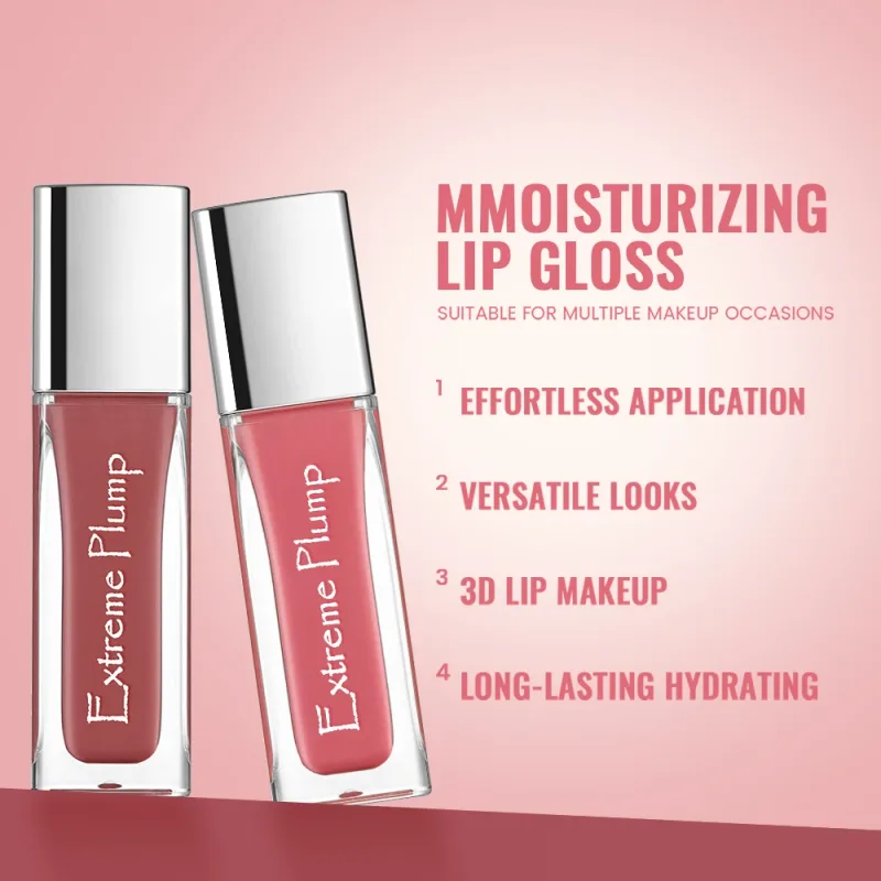 3 stk Extreme Plump Lip Gloss Sæt Spejlglas Finish Langvarig Hydrating Lip Glaze Ikke-klæbende Vandtæt nøgen flydende læbestift