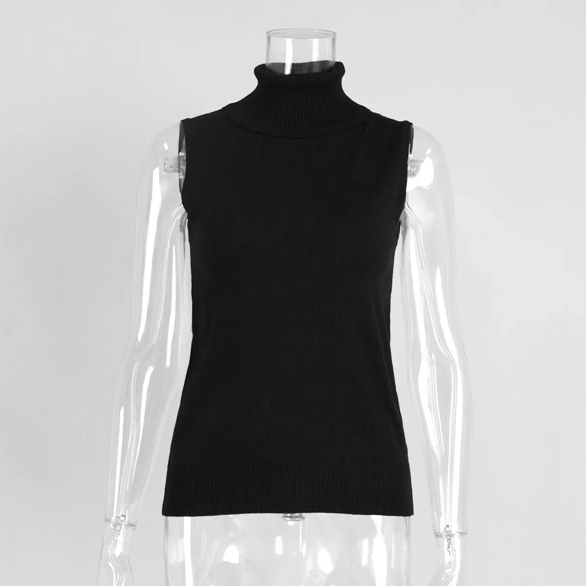 Women's Sleeveless Turtleneck Knit Vest Autumn Slim Fit High-Neck Tank Top Ribbed Hem Minimalist Base Layer Office Casual Wear — image 13