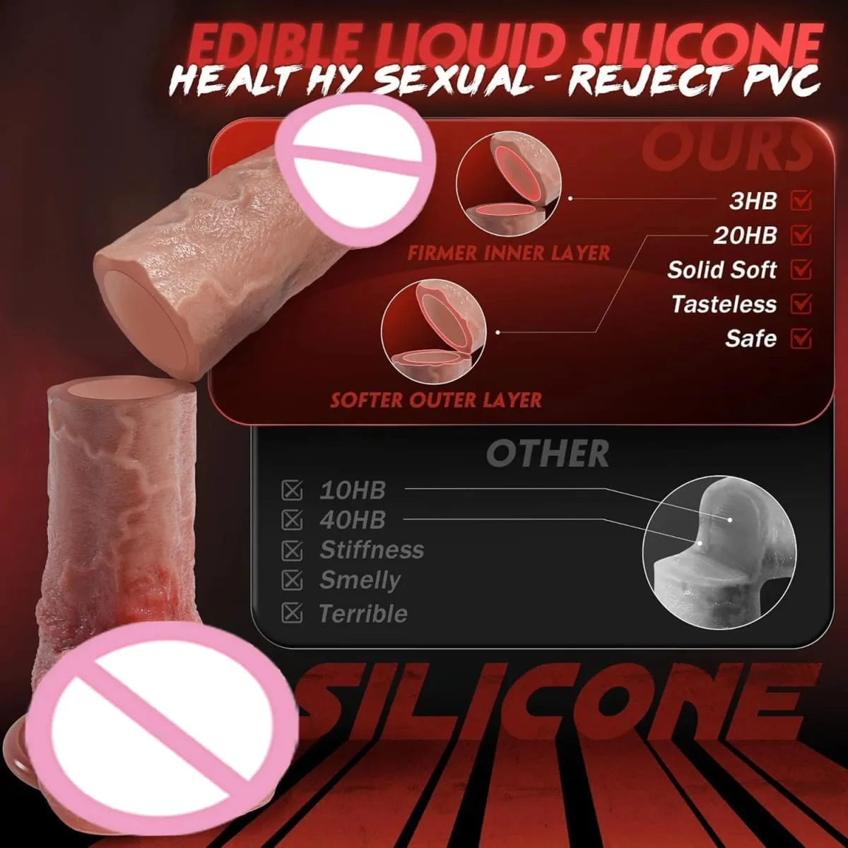 Tjock silikondildo Enorm falsk penis Dubbelkuk Kvinna G-punkt med kraftfull sugkopp Vuxen Sexleksak Vagina Orgasm Onani — image 6