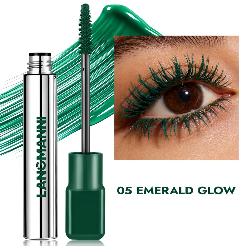 Silk Fiber Matte Blue Mascara Berus Besar Berwarna-warni Memanjangkan Bulu Mata Kalis Air Tahan Air Cepat Kering GreenPink Curling Mascara Makeup — image 8