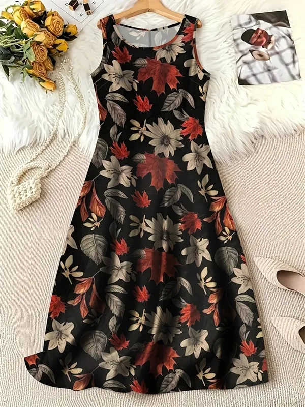 Summer Fashion Round-Neck Women's Dresses Botanical Floral Color-Blocked Patchwork Dresses Travel Party and Beach Dresses — image 18