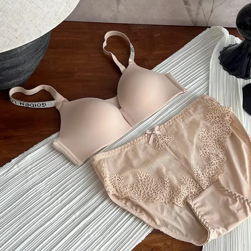セクシーな Fashion Women Triangle Cup Bralette 32‑38 Thin Seamless Push Up Anti Sag Rhinestone Letter Strap Beautiful Back Lingerie — image 11