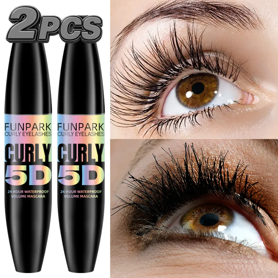 2 szt. 5D czarny tusz do rzęs wodoodporny wydłuża przedłużanie rzęs jedwabny tusz do rzęs długotrwały makijaż oczu dla kobiet kosmetyczny koreański piękno