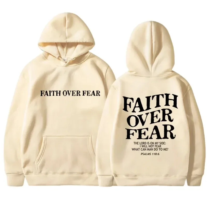 2026 new FAITH OVER FEAR Print Hoodies Eco Soft Fabric Men Women Casual Long Sleeve Hooded Sweatshirt Hip Hop Harajuku Y2k — image 3