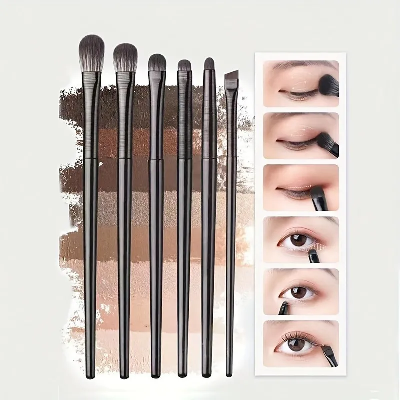 6Pcs Eye Smudge Brush Fine Soft Makeup Tool Eyeshadow Brush Set Eyeliner Brush For Blending Eyeshadow Eyeliner Ideal — image 1