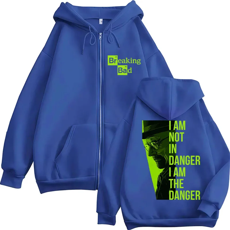 TV Series Breaking Bad Heisenberg Zip Up Hoodies I Am Not Danger I Am The Danger Men Women Tracksuit Loose Autumn Casual Coats — image 14