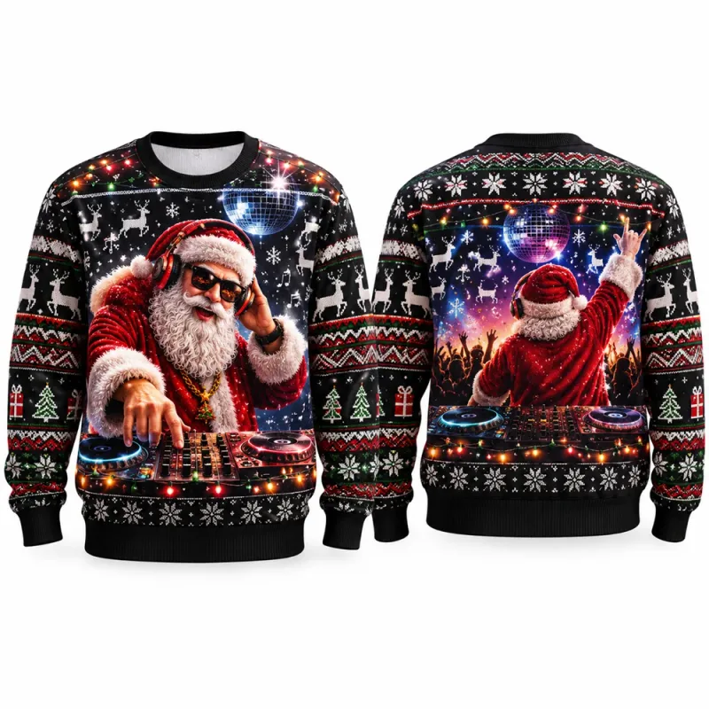 Funny Santa Ugly Christmas Sweatshirt Men Women 3D Print Crewneck Long Sleeve Xmas Party Pullover Holiday Gift Winter Streetwear — image 5