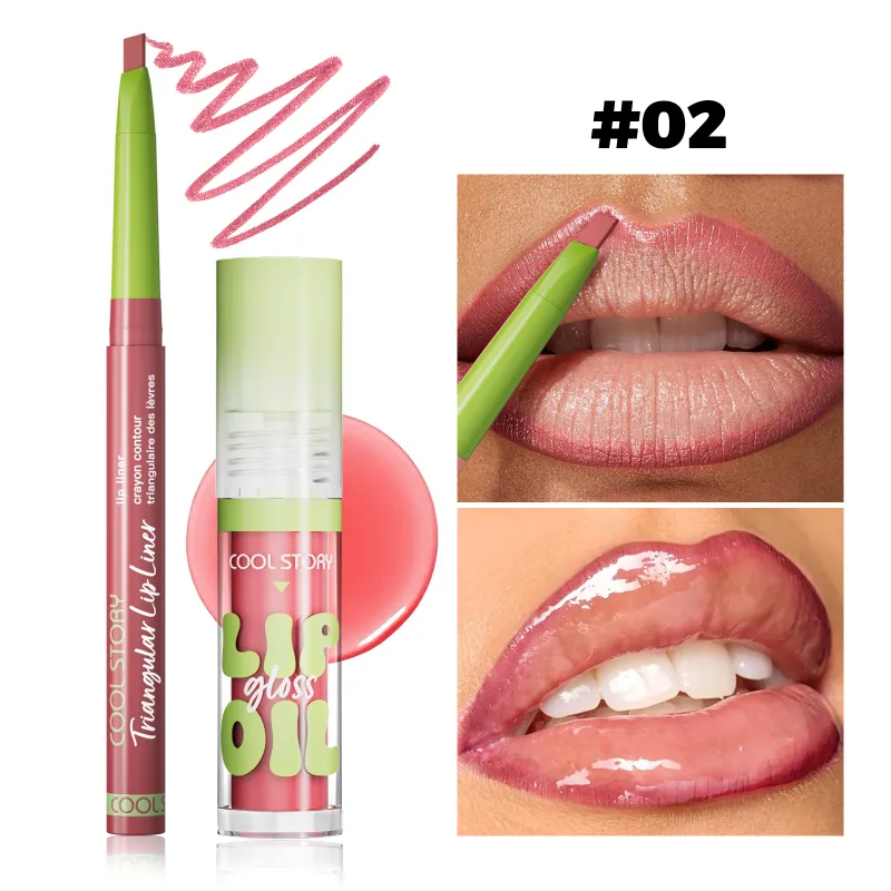Juego de brillo de labios 2 uds., lápiz labial 2 en 1, Kit de maquillaje de contorno de labios suaves, delineador de labios mate para mujeres, Combo de aceite voluminizador, cosmético — image 9