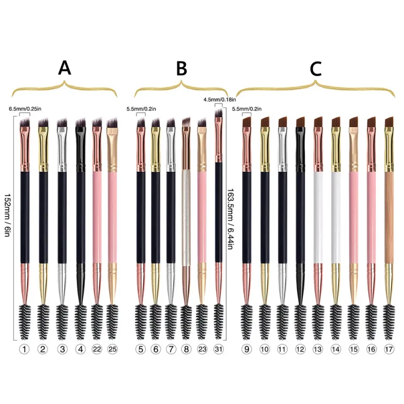 20pcs แปรงคิ้วฉลากส่วนตัวขนตาหวีแปรงแต่งหน้า Dual Ended มุม Spoolie 2 in 1 Lash Eyebrow แปรงจำนวนมาก — image 2