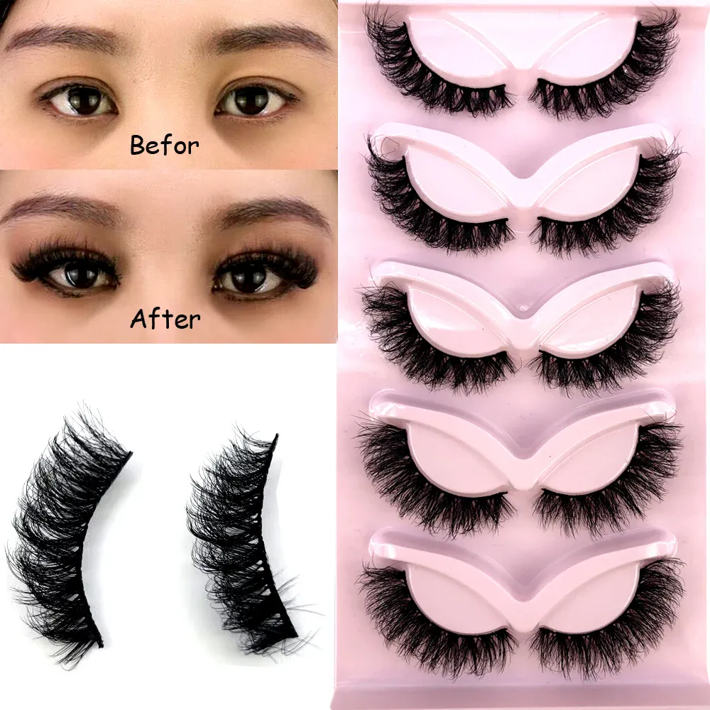 New Cat Eye Lashes 5/7/10 pairs 3D Faux Mink Eyelashes Winged Fluffy Fake Lashes Soft Natural long Full Strip Lash Make — image 3