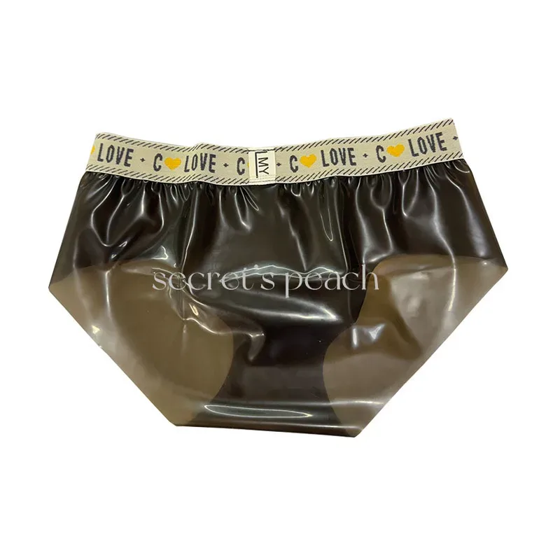 Natural Latex Tranparent Black Men's Underwear Invisible Seams Chlorinated Latex Pants Pluse Size