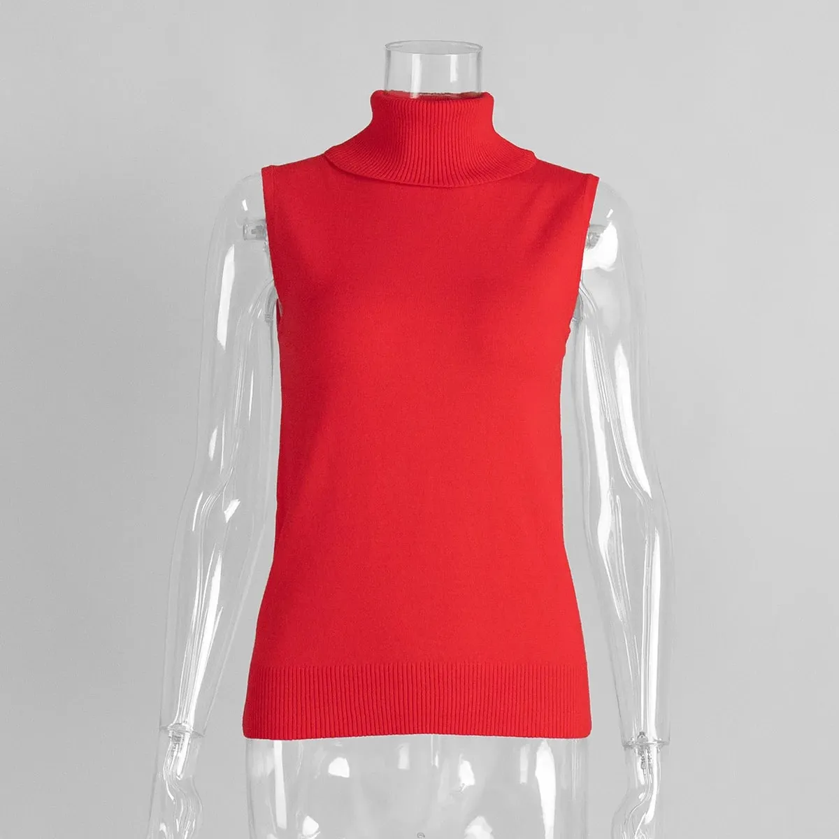 Women's Sleeveless Turtleneck Knit Vest Autumn Slim Fit High-Neck Tank Top Ribbed Hem Minimalist Base Layer Office Casual Wear — image 16