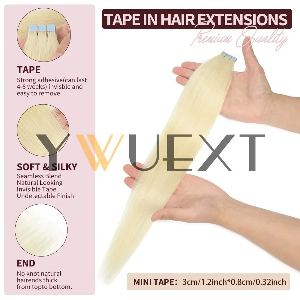 Mini Tape in Human Hair Extensions 12"-20" Straight Natural Black 1B# Machine Made Remy Hair 10pcs/pack Invisible Tape Hair for Women Black Friday — image 3