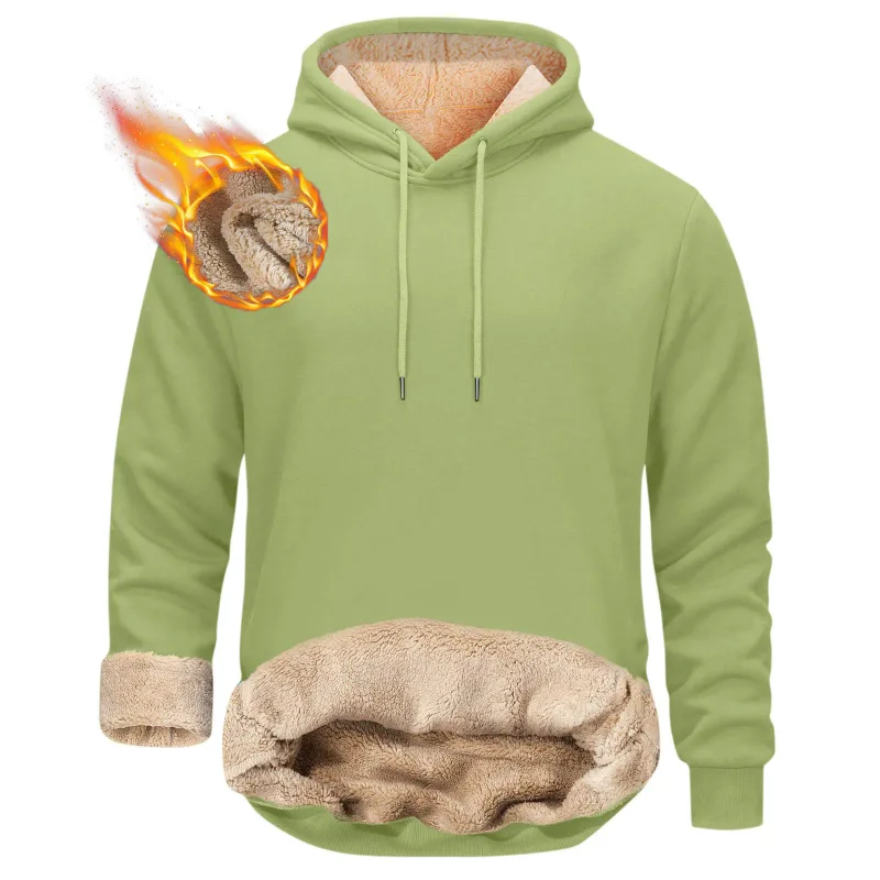 Winter Men's Warm Hoodies Sports Thick Sweatshirts Windproof Thermal Casual Solid Color Loose Long Sleeve Pullover Streetwear — image 12