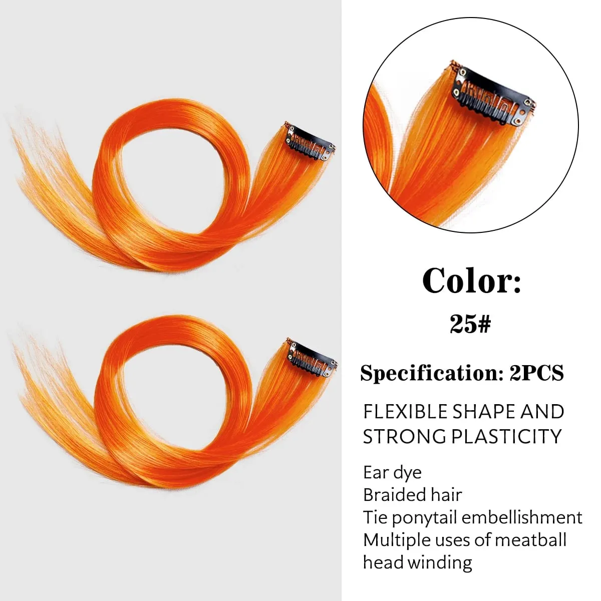 Synthetic Colored Clip In Hair Extensions Straight Highlight Hair Streaks Rainbow Hanging Hair Pieces Hairpiece For Women Party — image 14