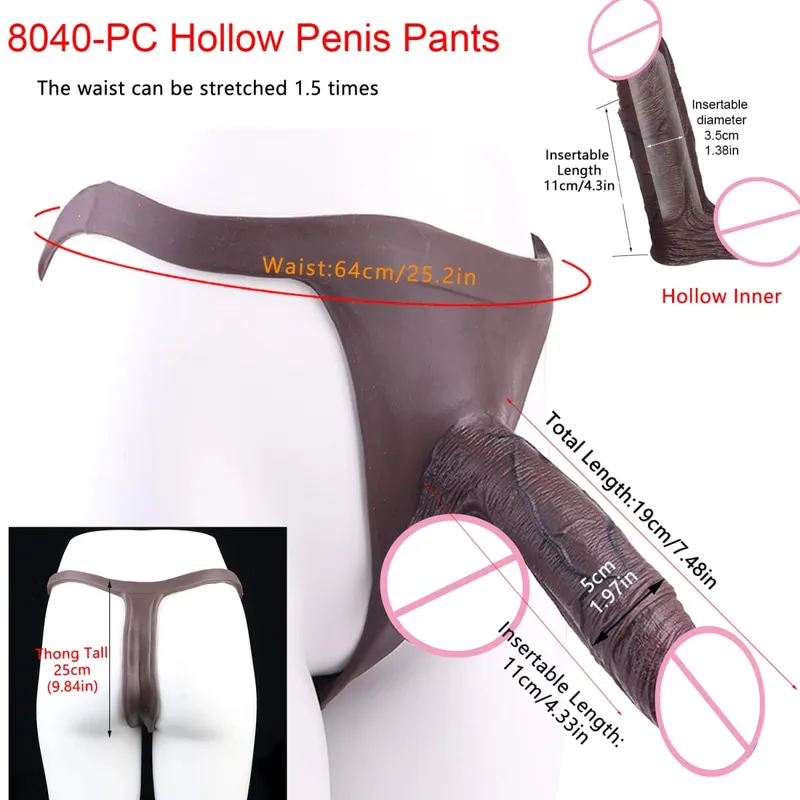 2 farben Riesige Hohl Dildo Hosen Hohe Taille Strap-On Penis Extender насадка на член Für Männer Verzögerung Ejakulation ultra Dildo — image 24