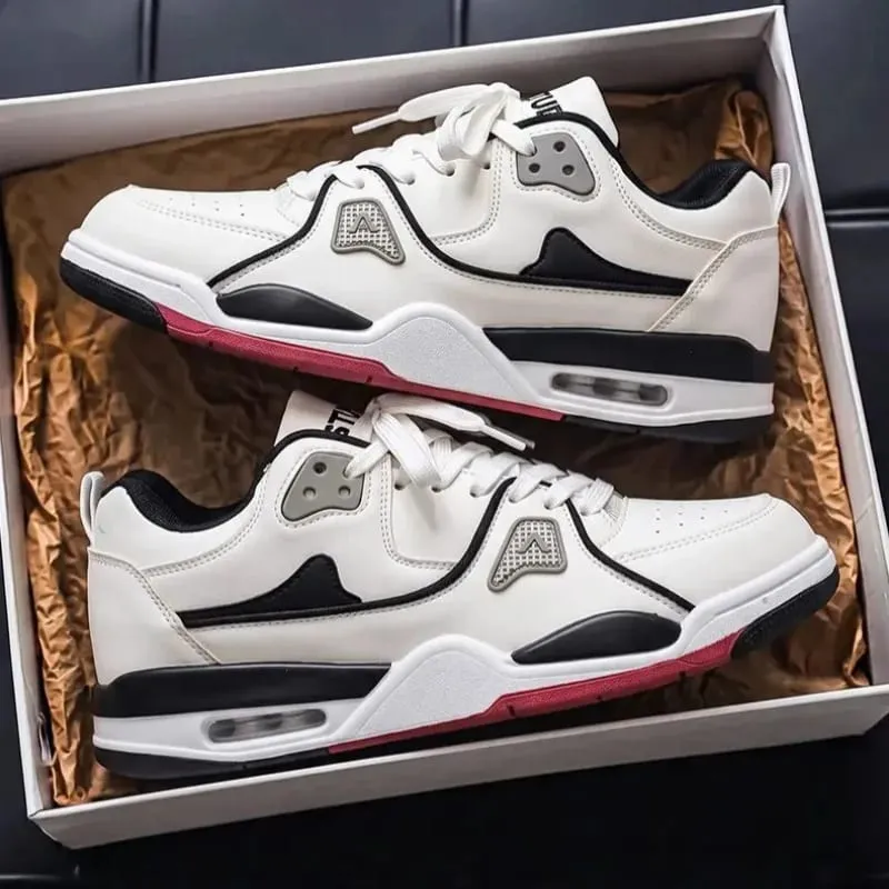 Unisex Sneakers Spring Summer Retro Basketball Style White Color Block Casual Board Shoes Streetwear Chunky Sole School