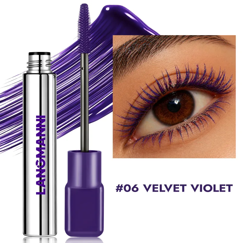 Silk Fiber Matte Blue Mascara Berus Besar Berwarna-warni Memanjangkan Bulu Mata Kalis Air Tahan Air Cepat Kering GreenPink Curling Mascara Makeup — image 9