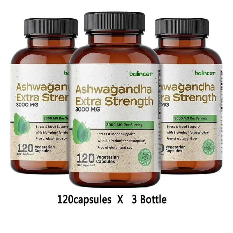 Naturlig Ashwagandha Stress- och humörlindring Örtvegetarisk KSM-66 Kapslar Anti-ångest Stresslindring Hjärnhälsa