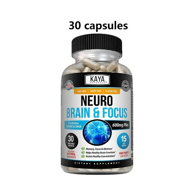 Cápsulas de reforço cerebral nootrópicas - Vitaminas, concentração de memória, clareza e desempenho cognitivo, suporte para alívio do estresse
