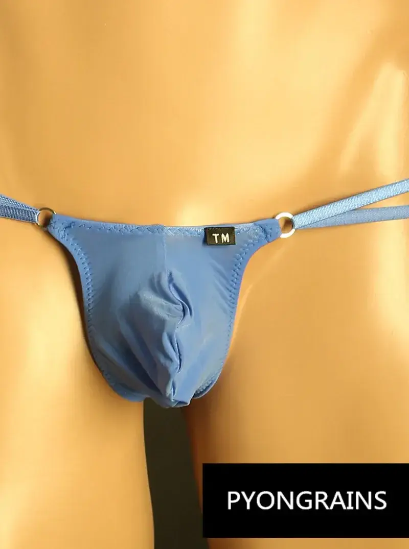 Lelaki Cincin O Logam Boleh Laras Dua Tali Nipis Bikini Seluar Rendah Naik Sutera Ais Sutera 3D U Convex Pouch Seluar Dalam Lelaki Seksi — image 5