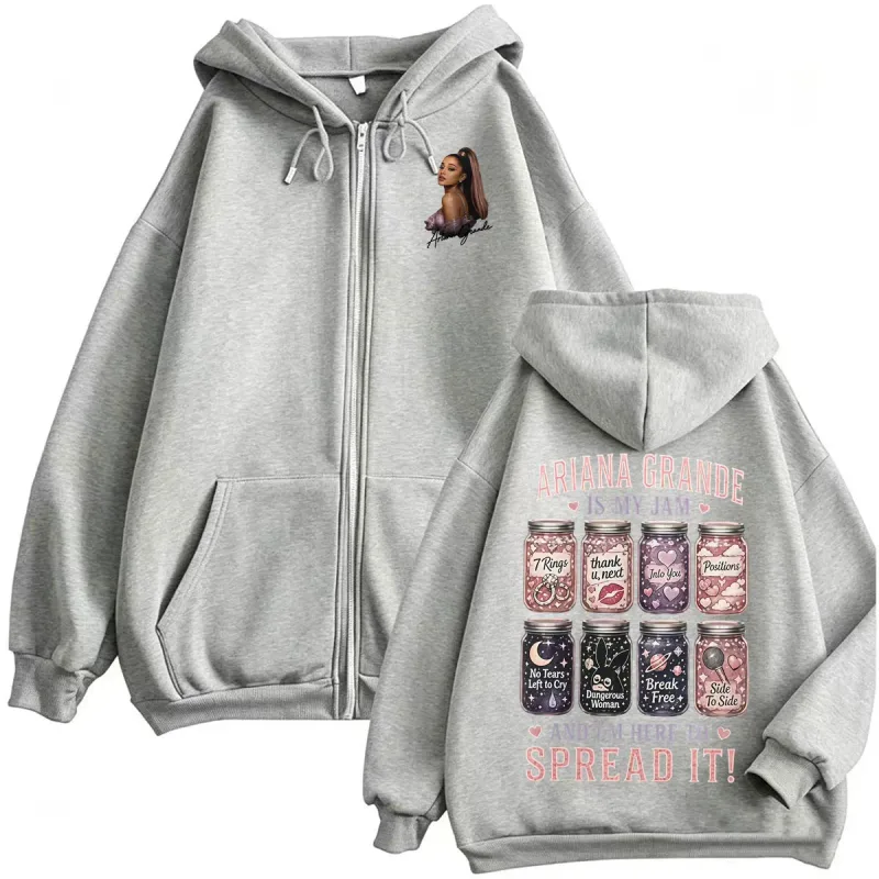 Ariana Grande Is My Jam and I’m Here To Spread It Zipper Hoodies Men Women Fashion Aesthetics Sweatshirt Jacket Coats Streetwear — image 6