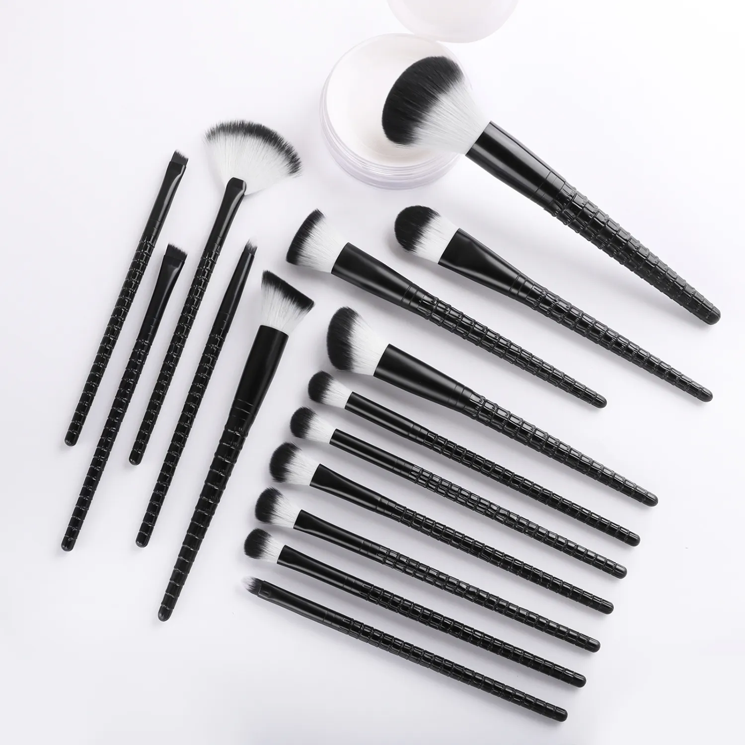 Conjunto de ferramentas de maquiagem tudo em um, 33 peças, 15 pincéis, esponjas de beleza, pó, modelador de cílios com bolsa de armazenamento para maquiagem de rosto inteiro