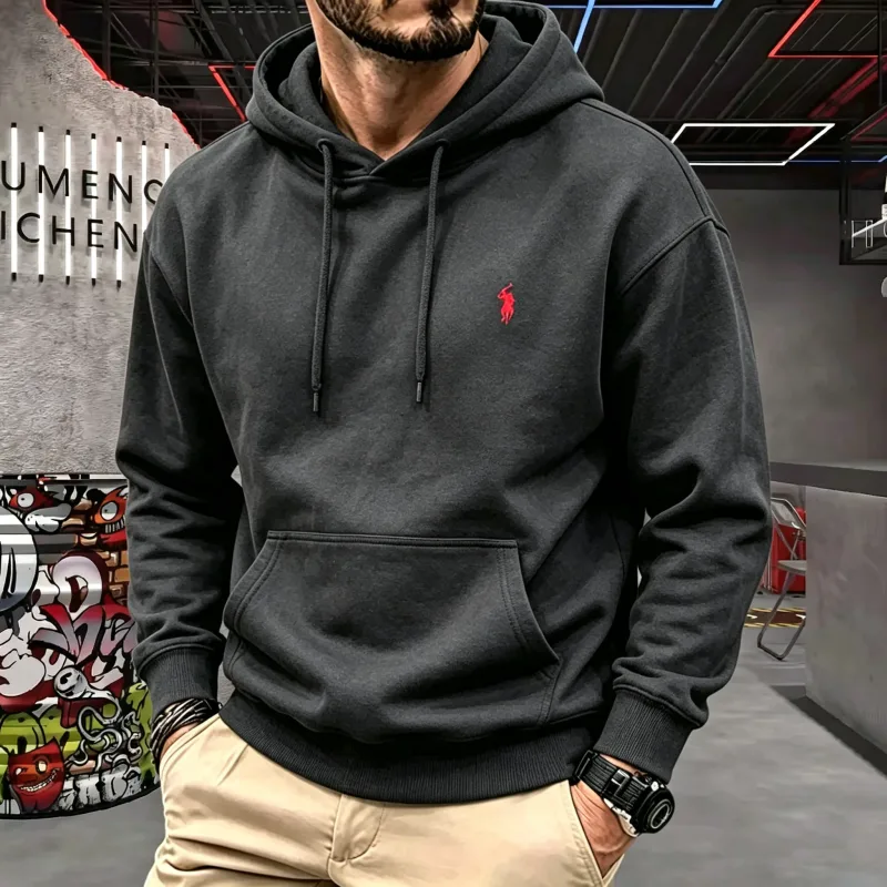 High-end men's hooded long-sleeved 2026 autumn-winter luxurious fashionable horse embroidery golf top casual hoodie men clothing — image 5