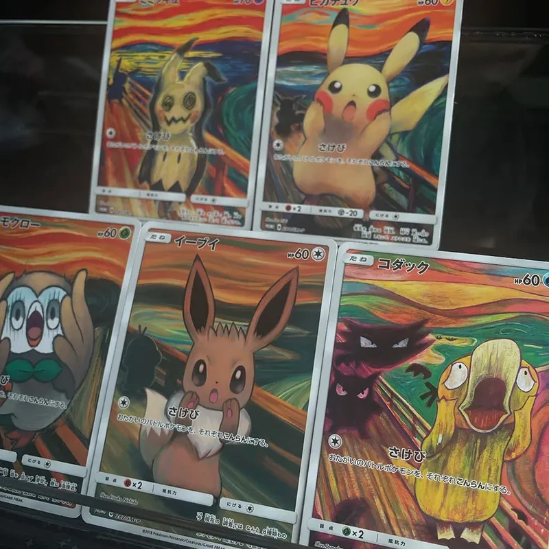 DIY Japanese Version Self-made Card Sm-P Promo Psyduck Eevee Mimikyu Rowlet Munch A Retrospective Collectibles Trading Card