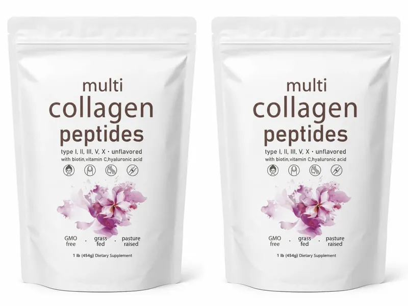 Bubuk Peptida Multi Kolagen 454G Campuran Kolagen Tanpa Rasa dengan Vitamin C Biotin Asam Hyaluronik Dukungan Kuku Rambut Kulit — image 8