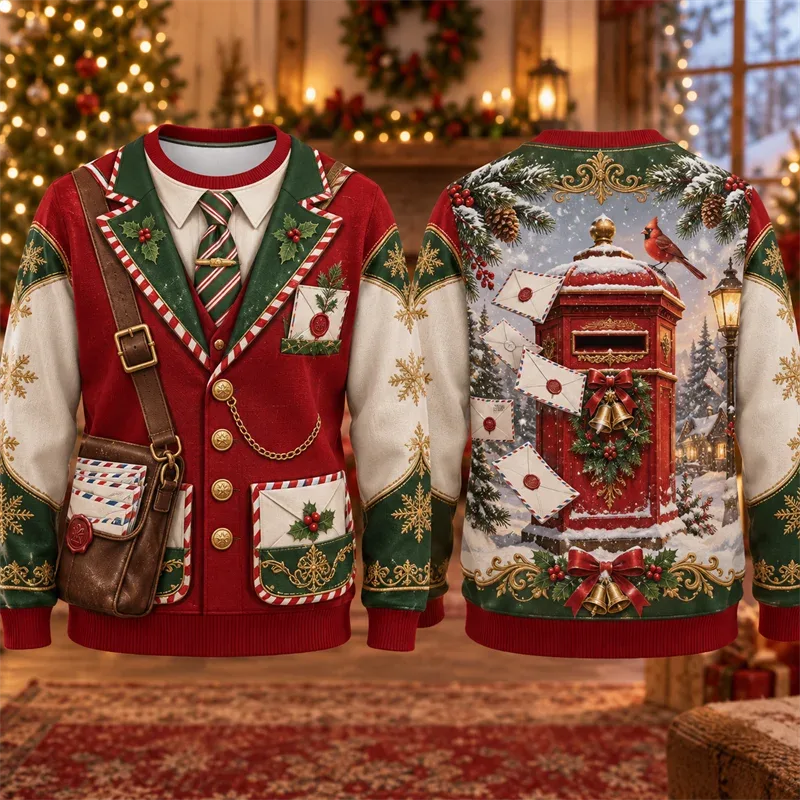 Christmas Fake Suit Tie Sweatshirt Men Vintage Tuxedo Blazer Bow Tie Graphic Crewneck Xmas Pullover Holiday Party Streetwear