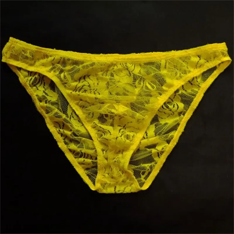 Sexy Men Lace Transparent Briefs Perspective Underwear Hollow Out Rose Mesh Low Rise Male Panties — image 11